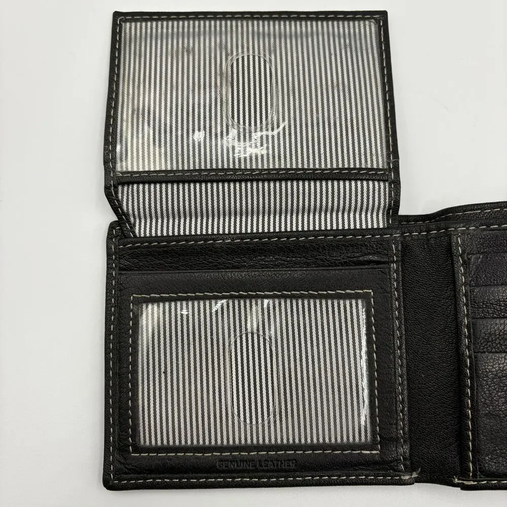 Timberland Men's Bi-fold Brown Leather Wallet Clean 2 Clear Windows